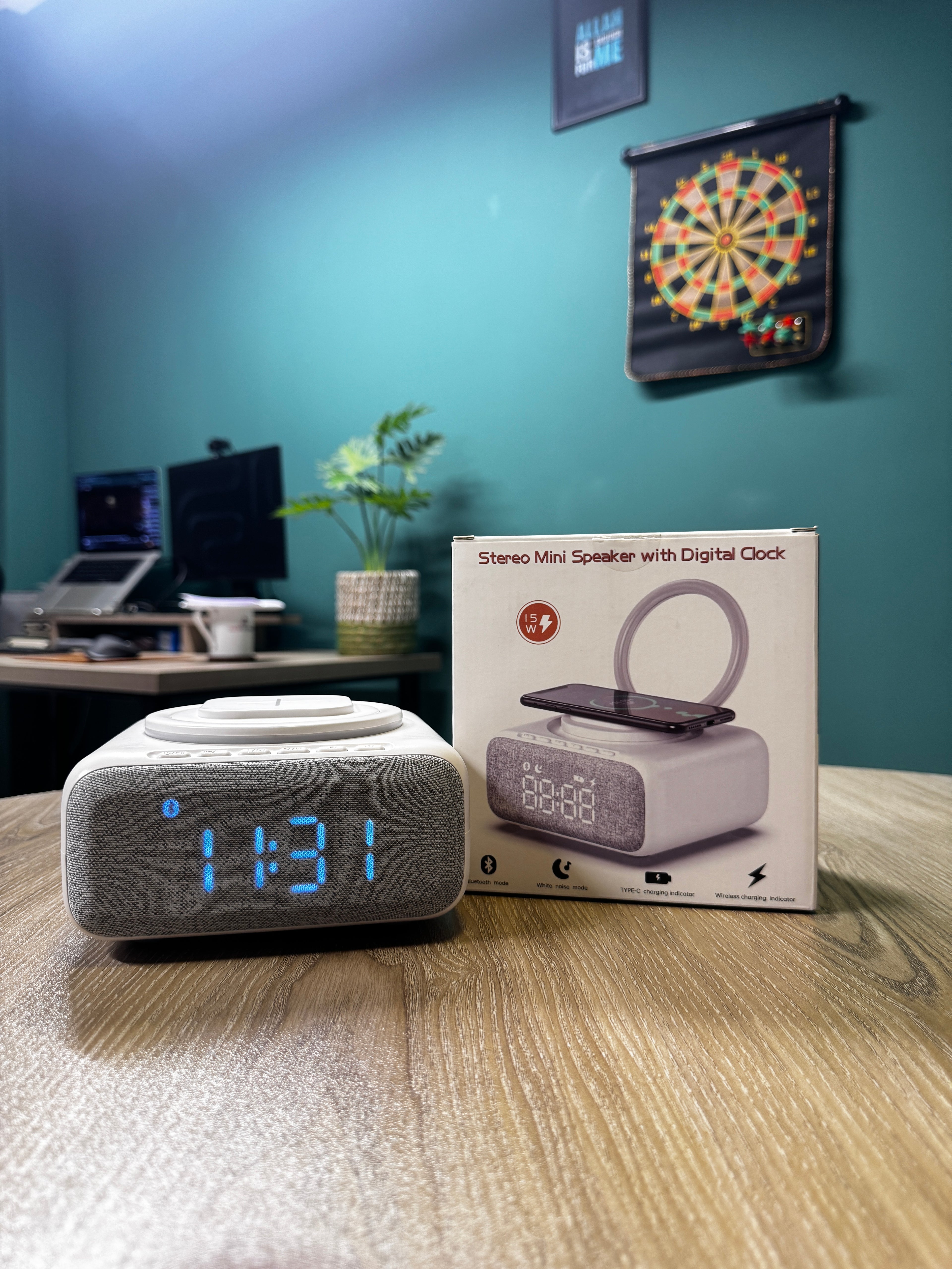 Stereo Mini Speaker with Digital Clock