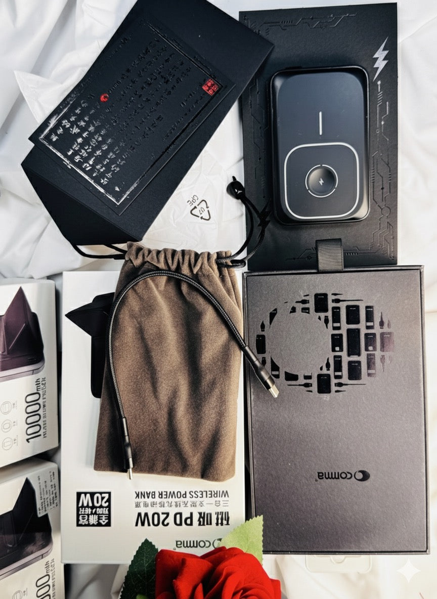 Comma™ 20W Magnetic Wireless Power Bank – 10000mAh | Fast Charging PD + MagSafe Stand