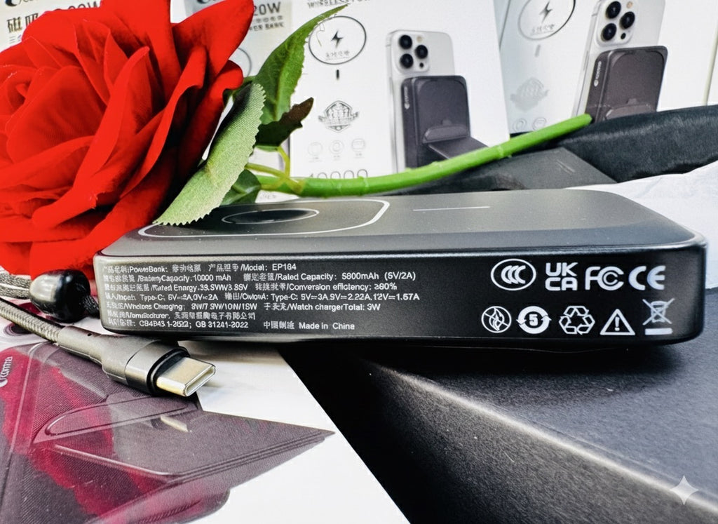 Comma™ 20W Magnetic Wireless Power Bank – 10000mAh | Fast Charging PD + MagSafe Stand