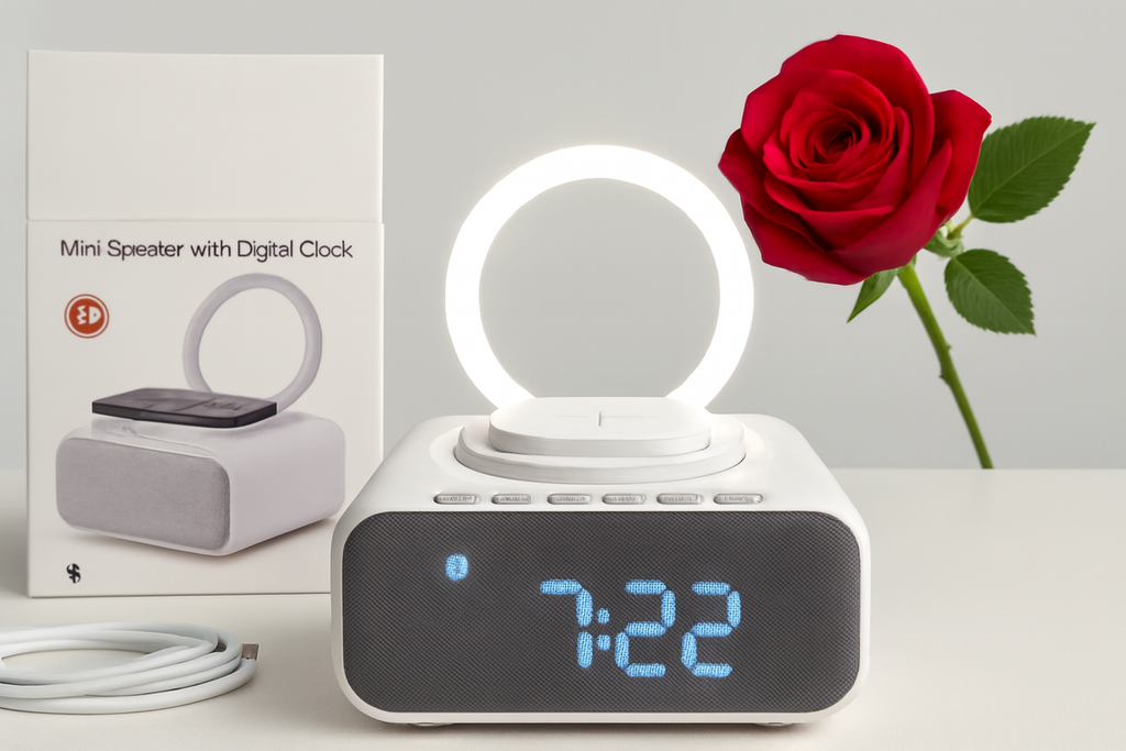 Stereo Mini Speaker with Digital Clock